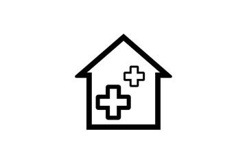 Hospital line icon. High quality black outline logo for web site design and mobile apps.home care icon. Vector illustration on a white background.