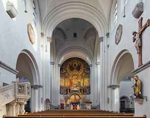 Interior of parish church of St Anna in the Lehel district of Munich, Germany. The church was built...
