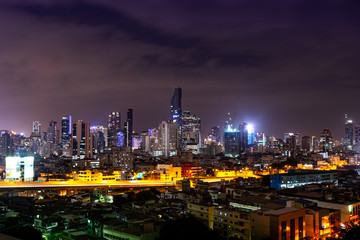 Naklejka premium Bangkok Thailand, City of Night Buildings, Landscapes