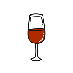 glass of wine doodle icon, vector illustration