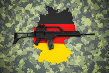 German  5.56×45mm assault rifleon camouflage background