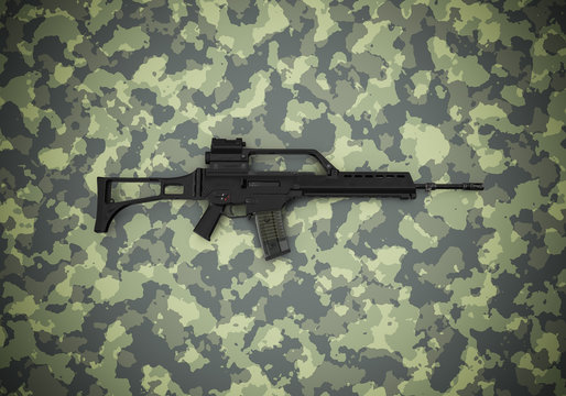 German  5.56&times;45mm assault rifleon camouflage background