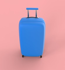 3d rendering of a blue travel suitcase with different views