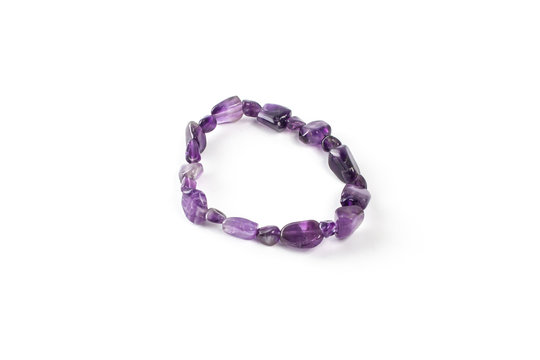 amethyst bracelet on a white background isolate