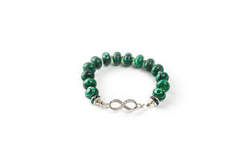 Malachite bracelet on a white background isolate