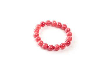 Strawberry quartz bracelet on a white background isolate
