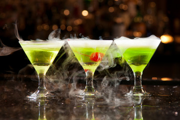 Green Appletini with Liquid Nitrogen