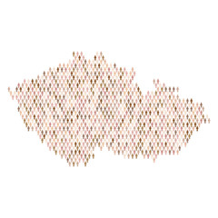 Czech Republic population infographic. Map made from stick figure people