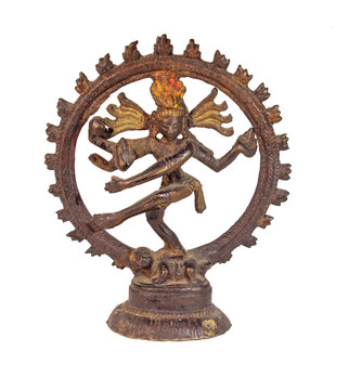 Shiva Tandava Sculpture on white background
