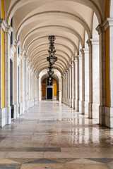 Downtown Lisbon, Praça do Comércio, in quarantine during the state of emergency due to covid-19...