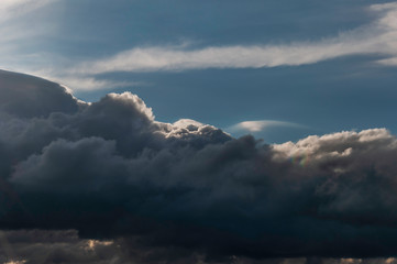 Dark storm clouds on the sky background 