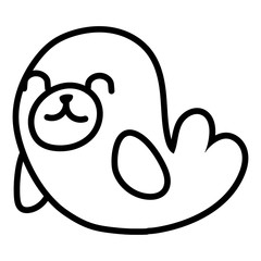 cute seal sea life animal line style