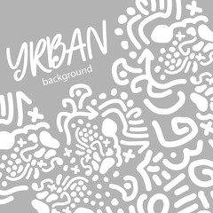 Grey Urban background. Bright and large elements. Modern packaging.