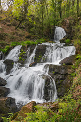 Fototapeta na wymiar Mendo river waterfalls in A Coruña, Galicia, known as Rexedoira waterfalls
