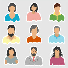 Vector illustration of people, business men and business women avatar icons. Flat design people characters. 