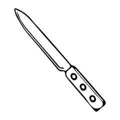 Hand-draw black vector illustration of metallic knife tool isolated on a white background