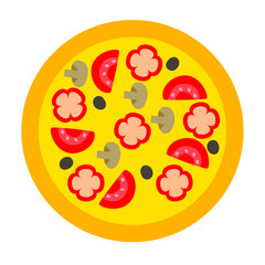 Pizza flat icon isolated on white  background. Vector illustration 
