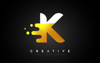 K Melted Golden Letter Logo Design. Creative Golden Fluid Letter Icon Vector.