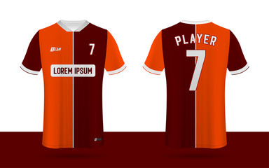 Naklejka premium Soccer jersey, Football jersey, Sport team jersey front and back template.