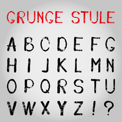 Handdrawn dry brush font. Modern brush. Grunge alphabet style. Flat sketch lettering design, alphabet icons. Flat style. Isolated. Vector