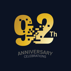 92 Year Anniversary logo template. Design Vector template for celebration