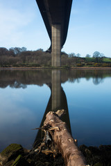 A view of the Erskine bridge over the river clyde on a spring morning in Scotland.