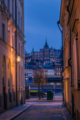 Naklejka premium Old stone street of Stockholm