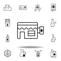shop, market, marijuana outline icon. Set can be used for web, logo, mobile app, UI, UX on white background