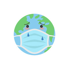 Planet earth in a medical mask.