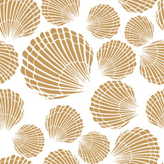 Seamless pattern with seashells. Marine background.  Perfect for greetings, invitations, manufacture wrapping paper, textile and web design.