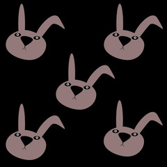 Vector set of funny rabbits on the black background
