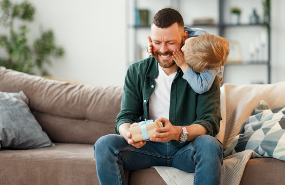 happy  son congratulates dad for father's day! .