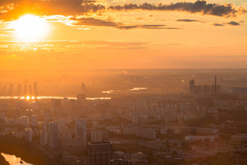 Moscow cityscape at sunset