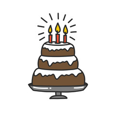 birthday cake doodle icon, vector illustration