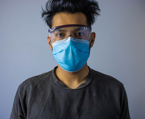 man worker  with mask and googles