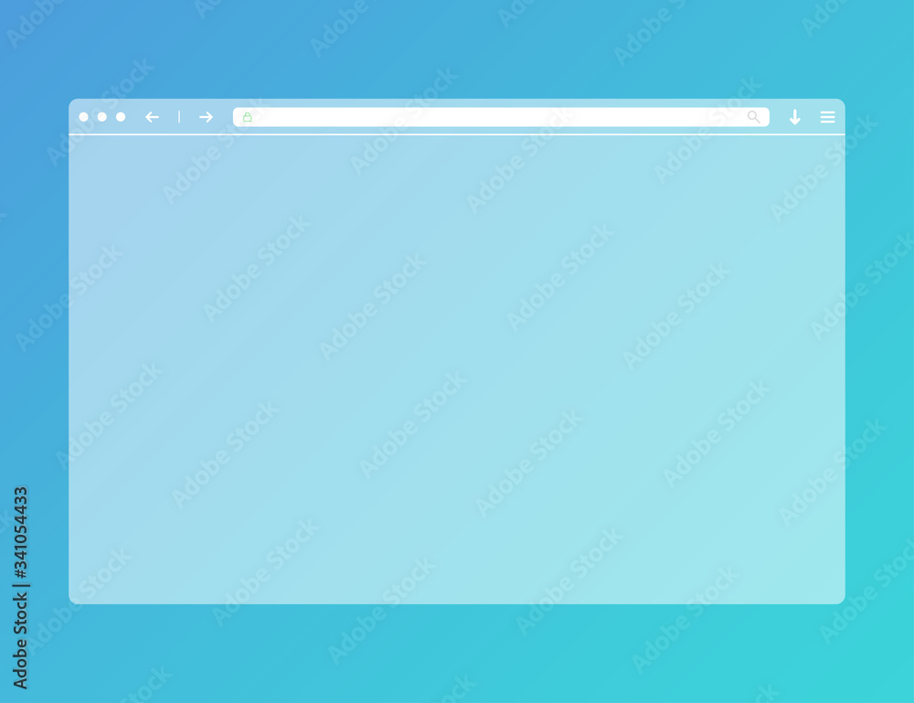 Poster transparent web browser mockup in modern flat design. computer blank template frame. isolated design