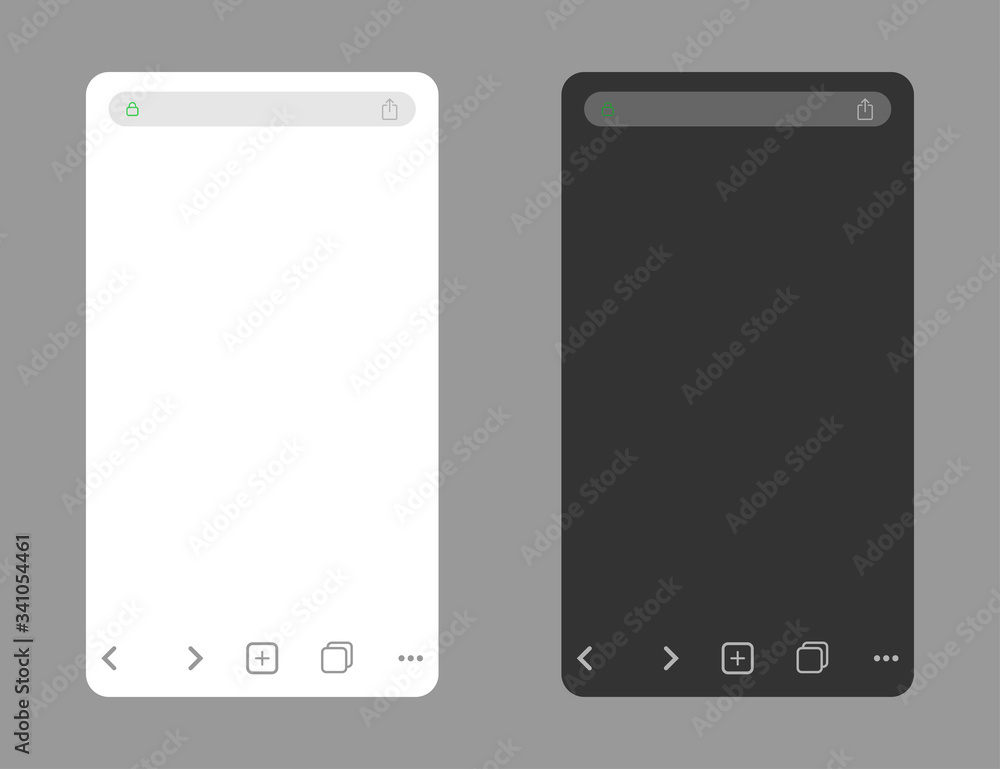 Poster browser mockup in light and dark mode. template of mobile browser in dark and white colors. isolated