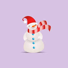 an illustration of snowman with scarf in Christmas day