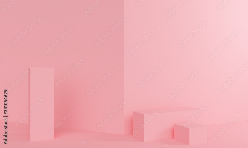 Poster pink abstract background with podium cube. backdrop design for product promotion. 3d rendering
