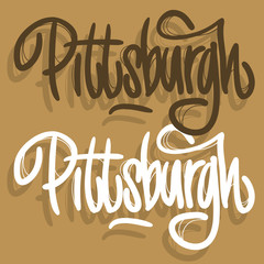 Pittsburgh Pennsylvania Usa Hand Drawn Lettering Vector Design.