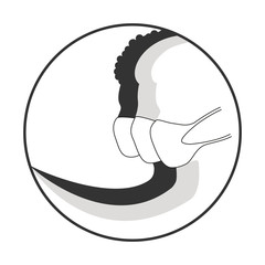 Sisterhood. Feminism. Gender equality. Women in mask. Pandemic of Coronavirus. Set of female face silhouettes. Black and white vector illustration.