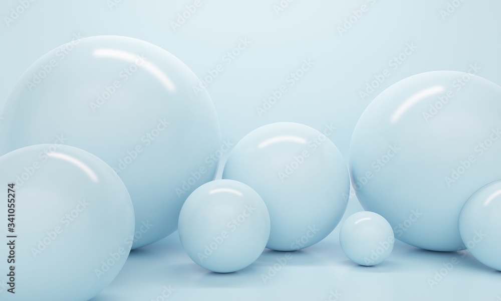 Poster light abstract background with plastic shiny spheres. backdrop design for product promotion. 3d rend