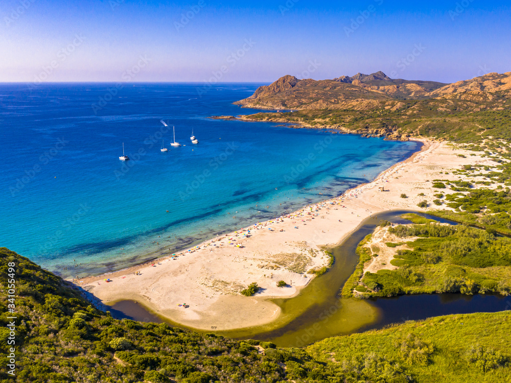 Sticker Aerial view east coast of Corsica