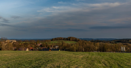 Obraz premium Roprachtice village in spring evening near sunset time