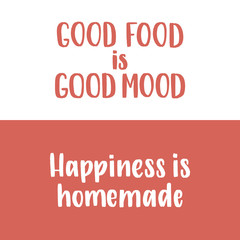 Handwritten lettering cooking quotes. Vector template for posters, banners, advertising. 