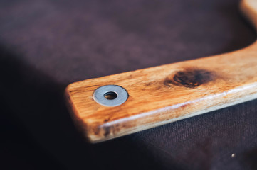 beautiful wood cutting Board with metal hole
