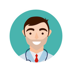 doctor with stethoscope character block and flat style