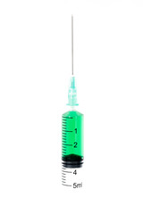 Syringe with green serum