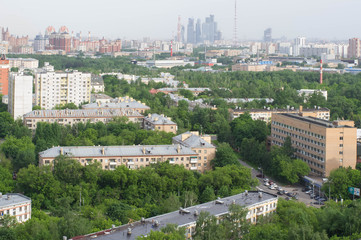 City view. Lots of trees. Green city. Moscow