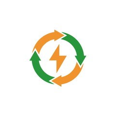 power logo template. recycle energy design icon vector illustrations